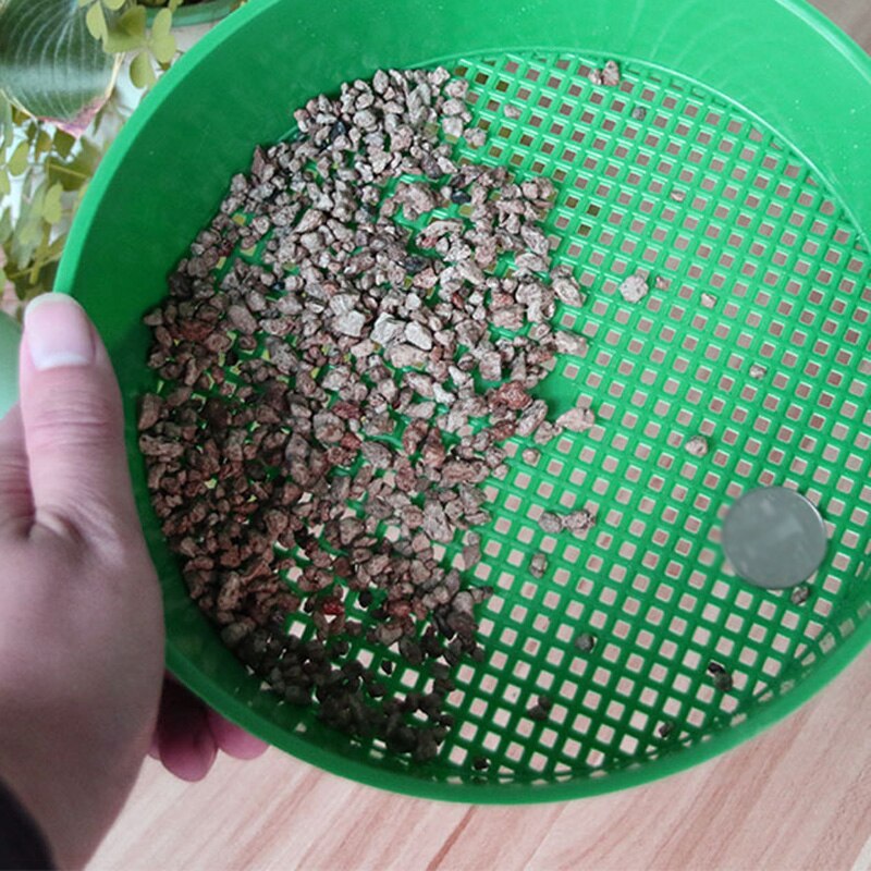 Green Plastic Garden Sieve Riddle For Compost Soil Stone Mesh Soil Sieve Filtration Large Stones&Twig Soil Garden Support Tool