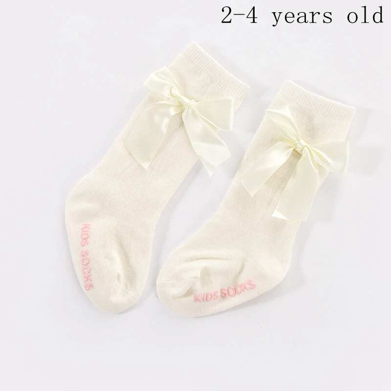 Schattige Prinses Baby Meisjes Sokken Kniehoge Met Boog Sokken Meisje Zoete Baby Sokken Lange Buis Sokken Kids Kinderen Been warmer Boot: Style 1 2-4 T white