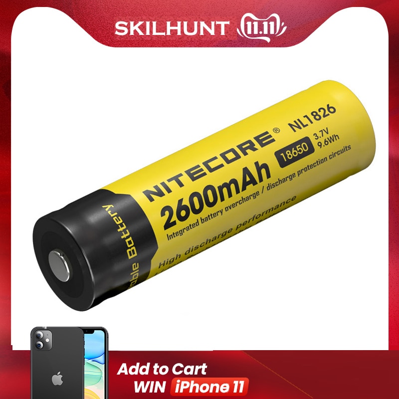 Nitecore NL1826 2600 Mah 18650 3.7V Oplaadbare Li-Ion Batterij (NL1826)