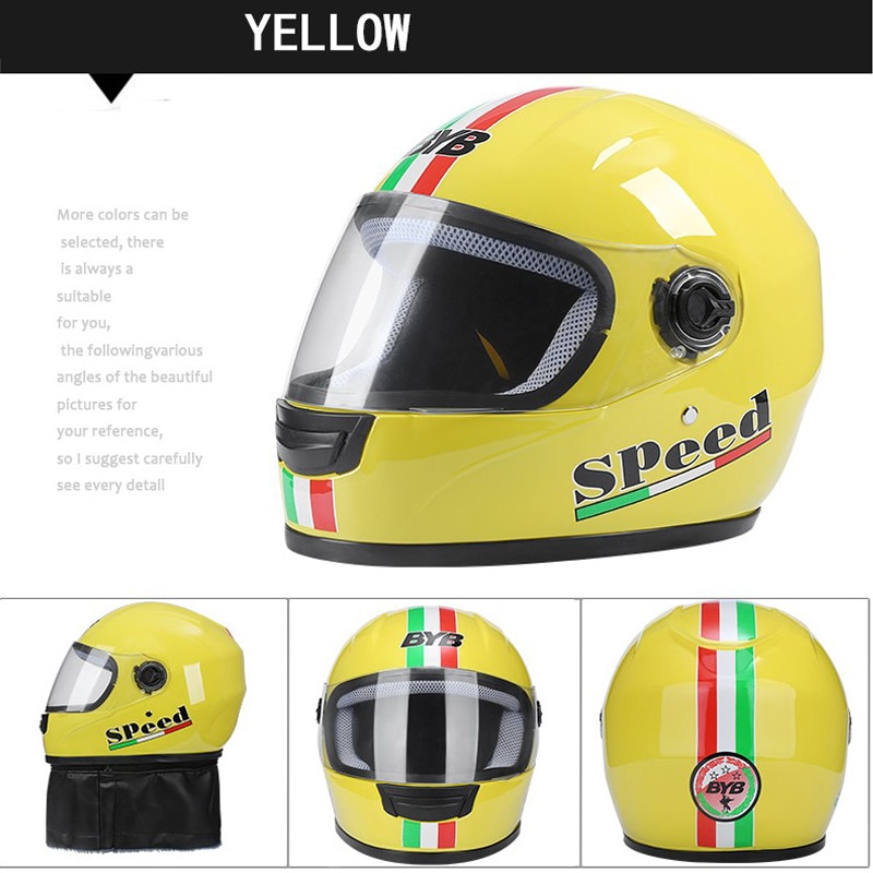 Motorcycle Helmet Windproof Full Face Helmets Dual Lens Anti-Fog Sun Protection Helmet Men Moto Electric Helmet Motocross: 1PCS Yellow