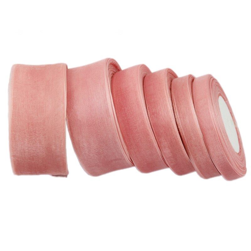 (50 Yards/Roll) roze Vlees Organza Linten Cadeaupapier Decoratie Linten 12/15/20/25/40/50mm