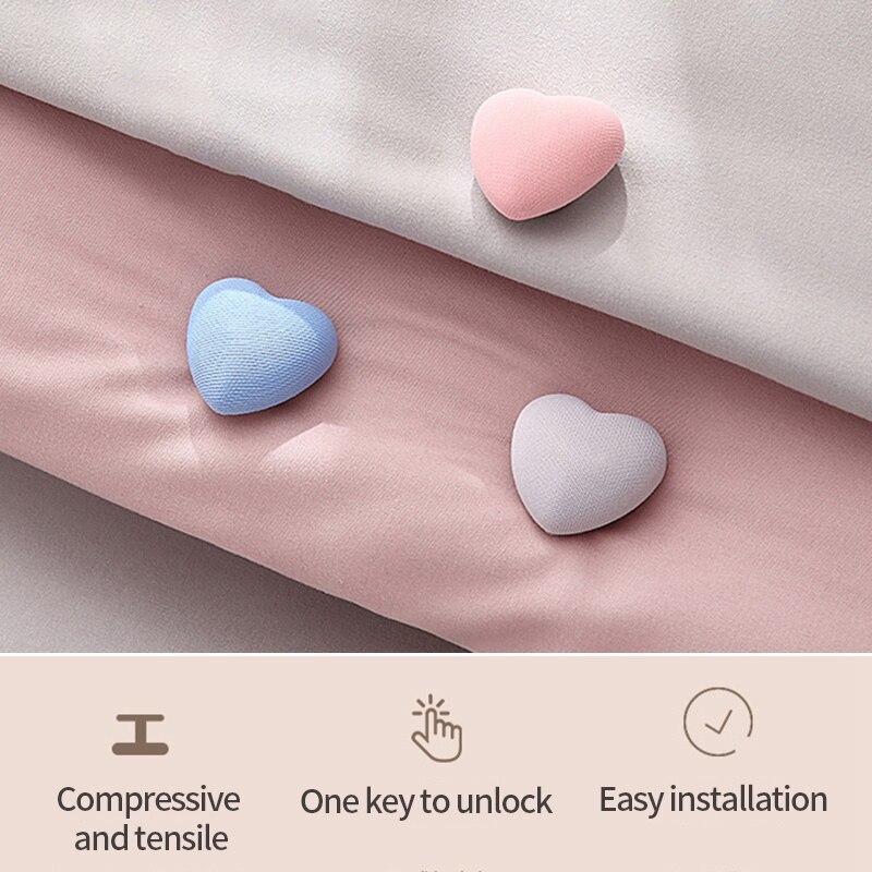 4pcs Nordic Non-slip Bed Sheet Clips Simple Heart Shape Safe One-key Unlock Quilt Blanket Clips Anti-run Quilt Fastener Holder