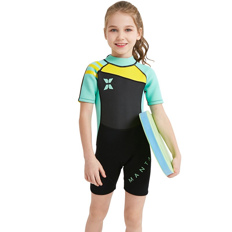 Dykker- og sejlpiger 2.5mm korte ærmer dykkerdragter rashguards børn neopren våddragter i ét stykke surfing triathlon snorkel bodysuit