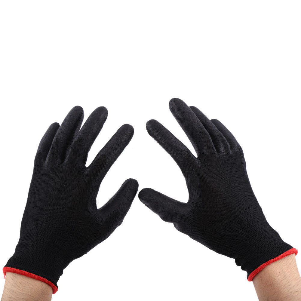 Zwart Rubber Gecoate Palm Grip Op Rode Nylon Liner Werk Handschoenen