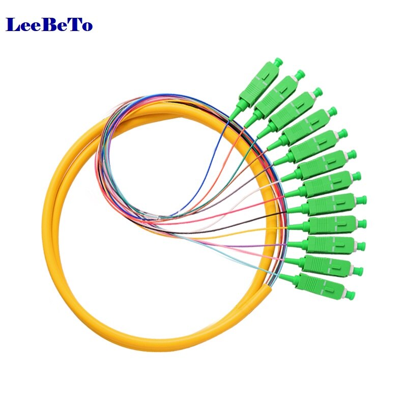 5PCS/LOT 1.5m (4.92feet) SC APC 12 Fibers OS2 Single Mode Bunch PVC (OFNR) 0.9mm Fiber Optic Pigtail