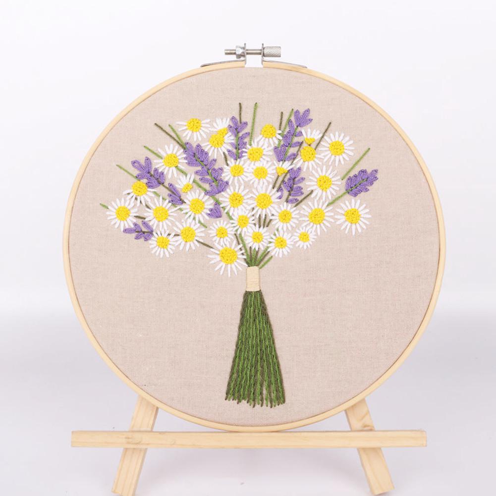 Diy Embroidery Starter Kit with Plants Flower Painting Cross Stitch with 20cm Hoops Kit Diy Beginner Embroidery: 6
