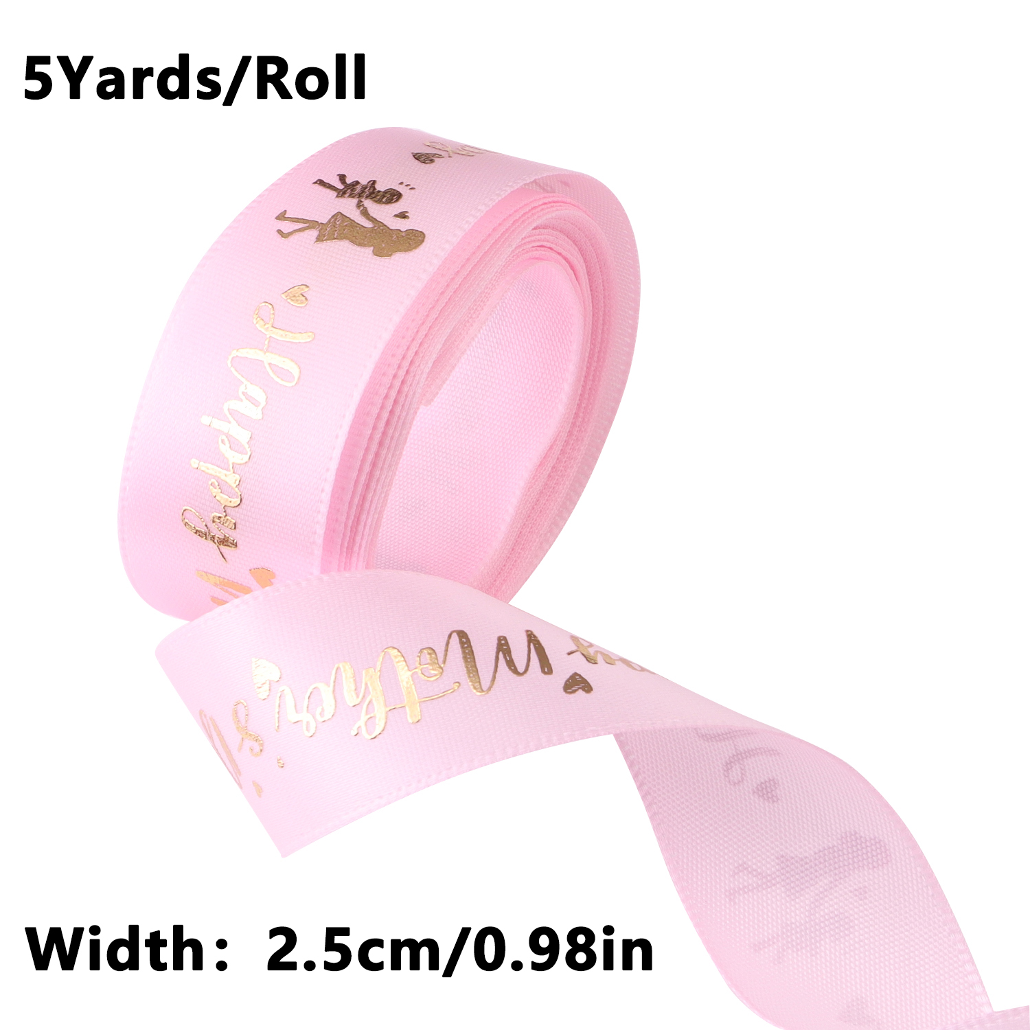 Ancho: Cinta acanalada de 16 mm con letras impresas de una sola cara "Feliz día de la madre", cinta decorativa para de embalaje de para el día de la madre: Cobre