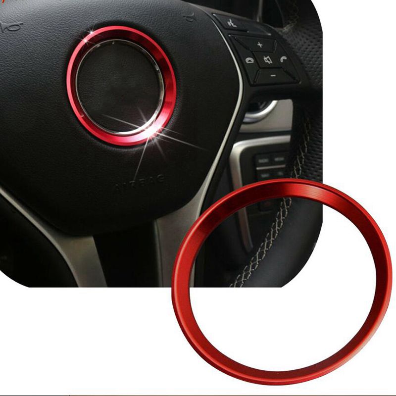 Carbon Fiber Abs Dashboard Air Conditioning Vent Trim with 1X Red Steering Wheel Center Logo Decoration Cover Ring Trim