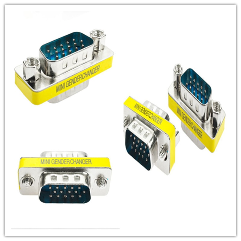 Computer Kabels 15 Pin VGA SVGA HD15 VGA Male naar VGA Male Plug Coupler Mini Gender Changer Adapter Converter geel ye11.16