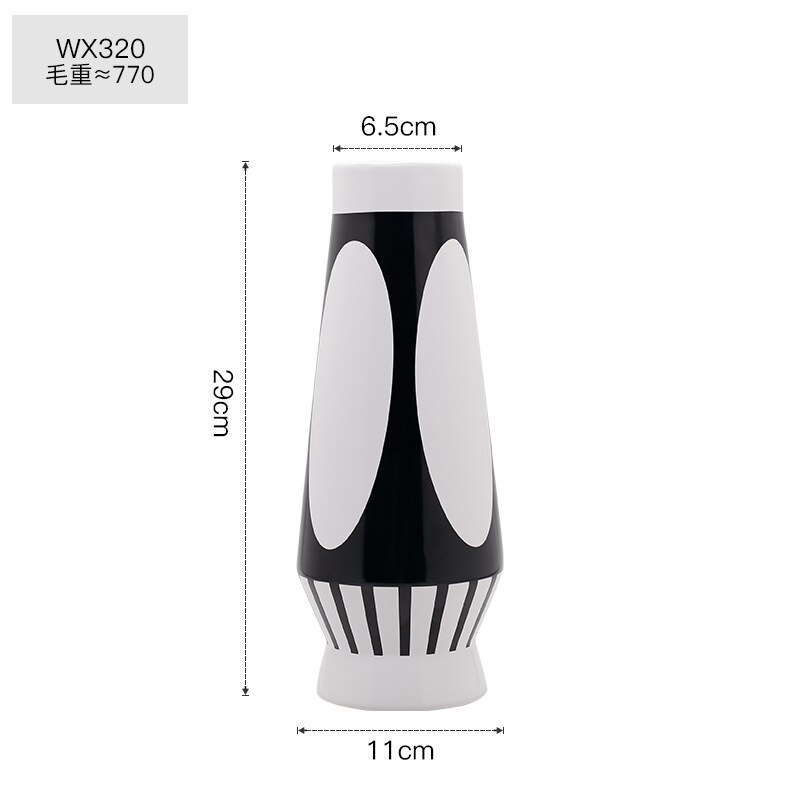 Vase géométrique en céramique noir et blanc, bouteille style scandinave moderne, décoration pour la maison, bureau, salon, de pendaison de crémaillère: WX320