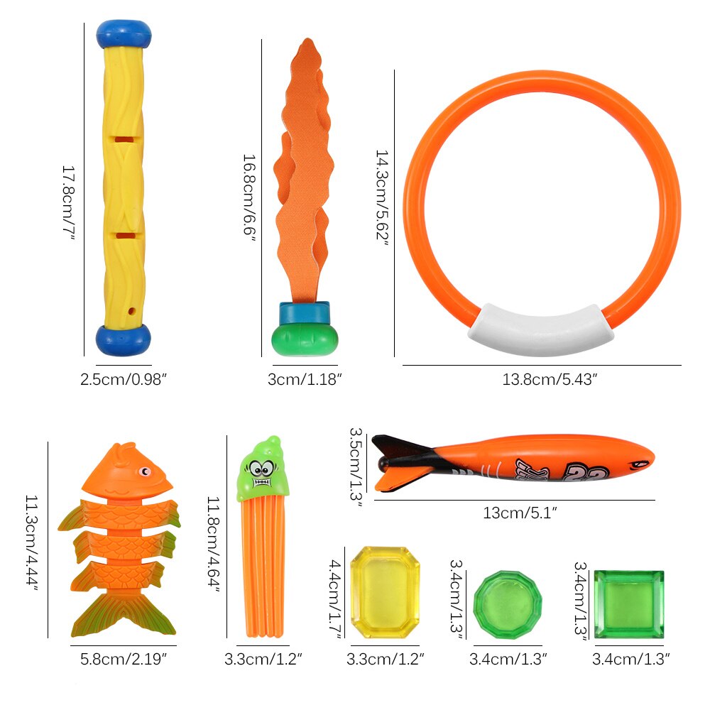 32 Pcs Diving Game Toys Set Rings Treasures Dive Underwater Swimming Pool Kids Summer Torpedo Rocket Throwing Piscina Toy