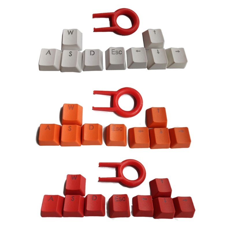 Set 9 Tasti Keycaps PBT Per Tastiera Meccanica – Profilo Ema Con Retroilluminazione RGB, Esc WASD E Frecce, Colore Nero/Viola