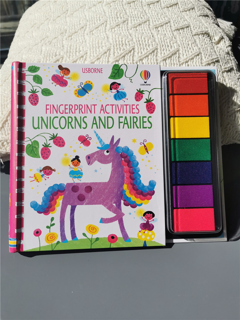 Children Fingerprinting Books with Rubber Stamps Ink Pad kids Activities Doodling Book Animal Garden Kindergarten DIY Craft Toy: unicorns and fair