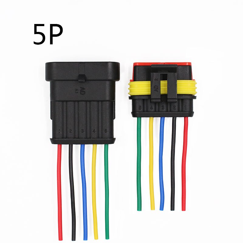 1einstellen Ampere 1P 2P 3P 4P 5P 6P Weg Wasserdichte Elektrische Auto Stecker männlich Weiblich Stecker mit Draht kabelbaum für Auto Motorrad: 5P