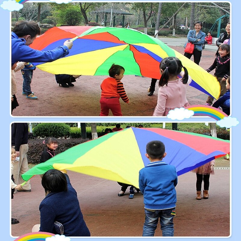 Dia 2M/3M bambino Del bambino Del Capretto Sviluppo Dello sport 'Esterna Arcobaleno Giocattolo Ombrello Paracadute-sacco Ballute Gioca paracadute 8/16 Braccialetto