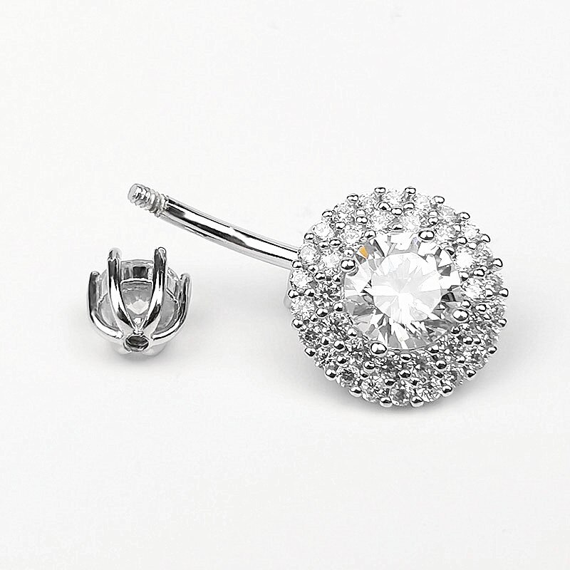 HelloLook anello in argento Sterling 925 con zirconi cubici rotondi anello con ombelico Punk Piercing all&#39;ombelico gioielli per il corpo accessori per la danza del ventre