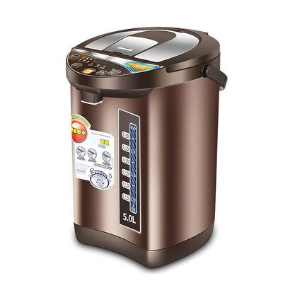 5L Thermostatic Electric Kettle Automatic Bottle Power-off Water Outlet Dechlorination of boiled water Insulation withNightlight: Brown