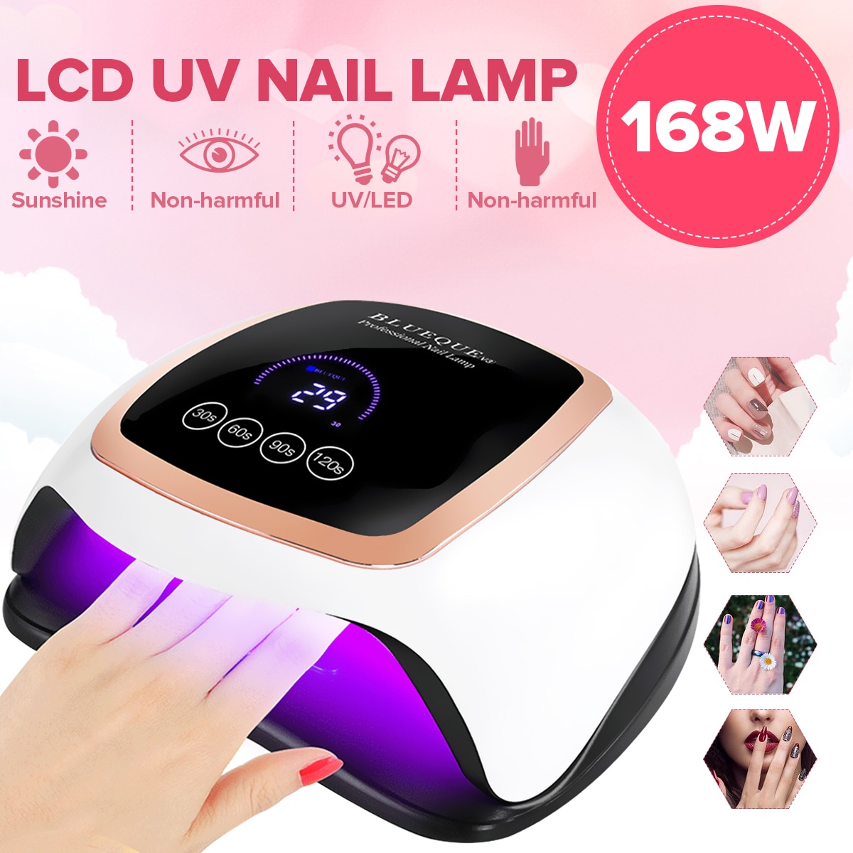 168W Nail Dryer Portable Led Uv Nail Lamp Usb Poolse Acryl Gel Curing-Lamp Manicure