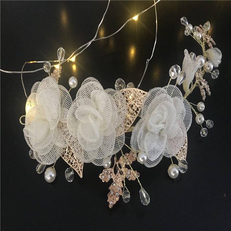 Diadema de flores azul Aqua hecha a mano, diadema de perlas para boda, diademas para desfile nupcial, accesorios para la cabeza para mujeres, Tiaras de joyería