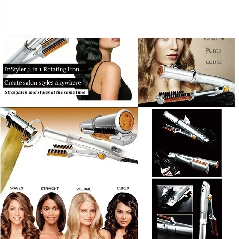 Hairs Curler Straighter Rotating Hair Brush Curler Styler Hair Styling Tools Curling Iron Straighting Brush 2 In 1