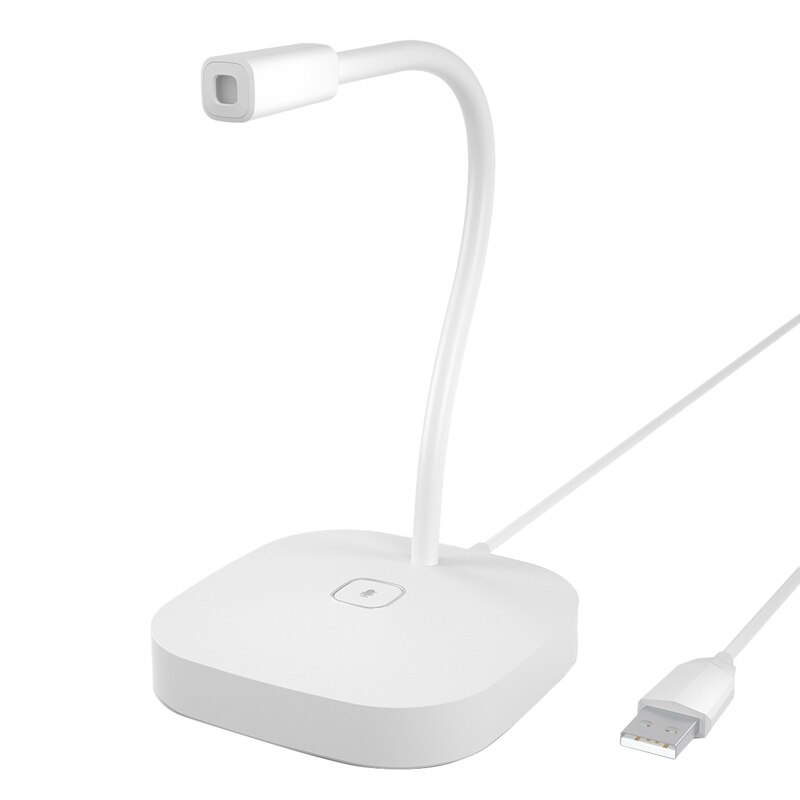 USB Microphone 360 ​​° Sound Collection Press Switch for PC/Windows: White