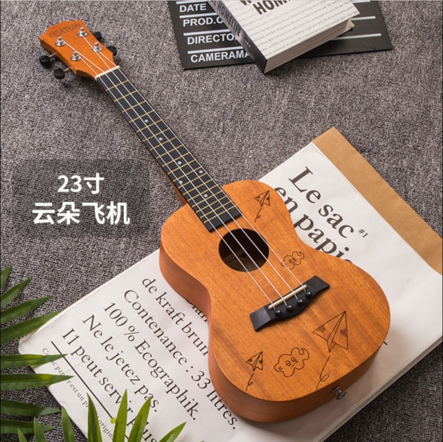 Ukulele pour débutant, étudiant adulte, homme et femme de 23 pouces, débutant, petite guitare: Cloud aircraft