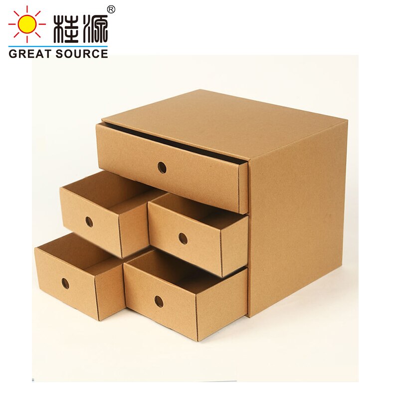 5 Drawers Storage Composable Cabinet Office Corrugate Foldable Home Storage Kraft Paper Environment Friendly: Kraft