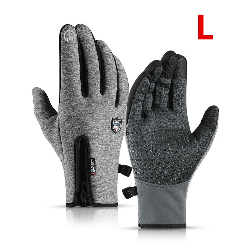 Xiaomi Outdoor Cycling Gloves Winter Warm Fleece Ski Full-finger Gloves Touch Screen Windproof Waterproof Glove for Women Men: Hemp Grey L