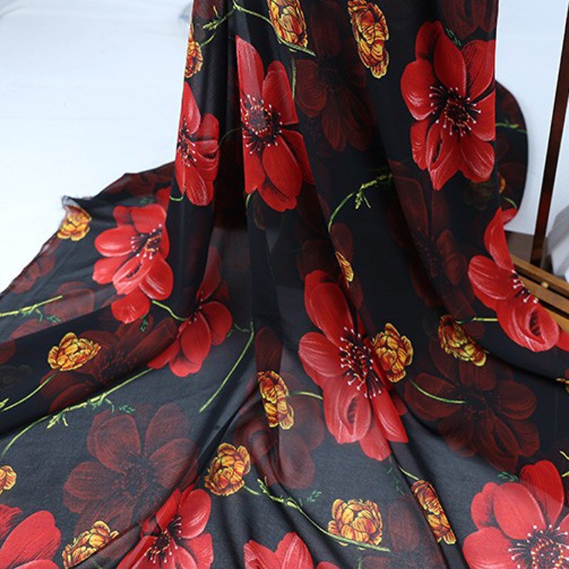 Chiffon kjole stof blomstret gør-det-selv materiale tørklæde bluse cosplay craft 1 yard: 3