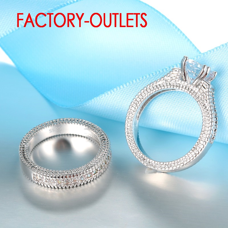 925 sterling zilveren naald trouwring unisex romantische mode-sieraden zirkonia griffenzetting