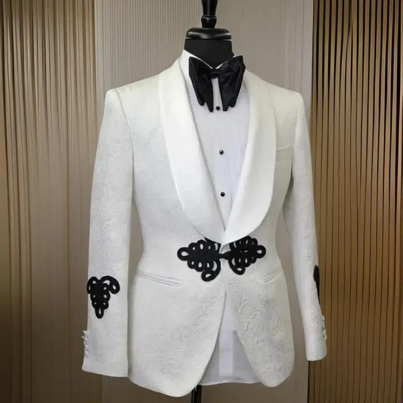 Chaqueta de traje Floral para hombre con botones mandarín, 1 unidad, chaqueta de boda a la , chal ajustado con solapa, chaqueta de traje de estilo africano para hombre