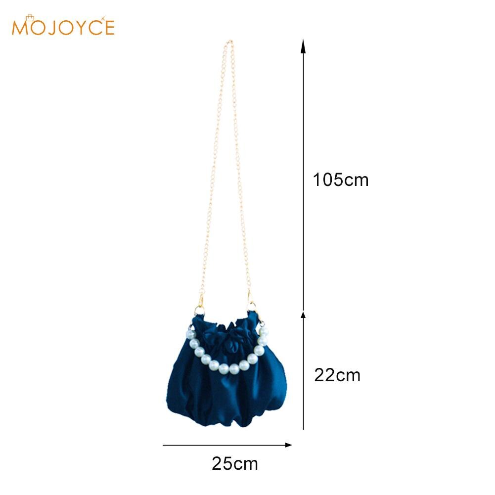 Plissee Schulter Tasche Frauen Klassische Textur Kreative empfindlich schick Satin- Perle Griff Totes Weiblichen Kette Kleine Handtasche