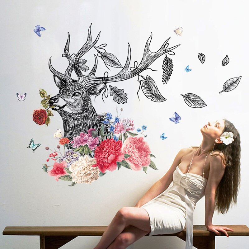 DIY Ein Elch Familie Silhouette Zauberstab Kunst Aufkleber Hause Dekoration Kreative Korridor Küche Wandmalereien PVC Hirsch Schatten Wald Poster