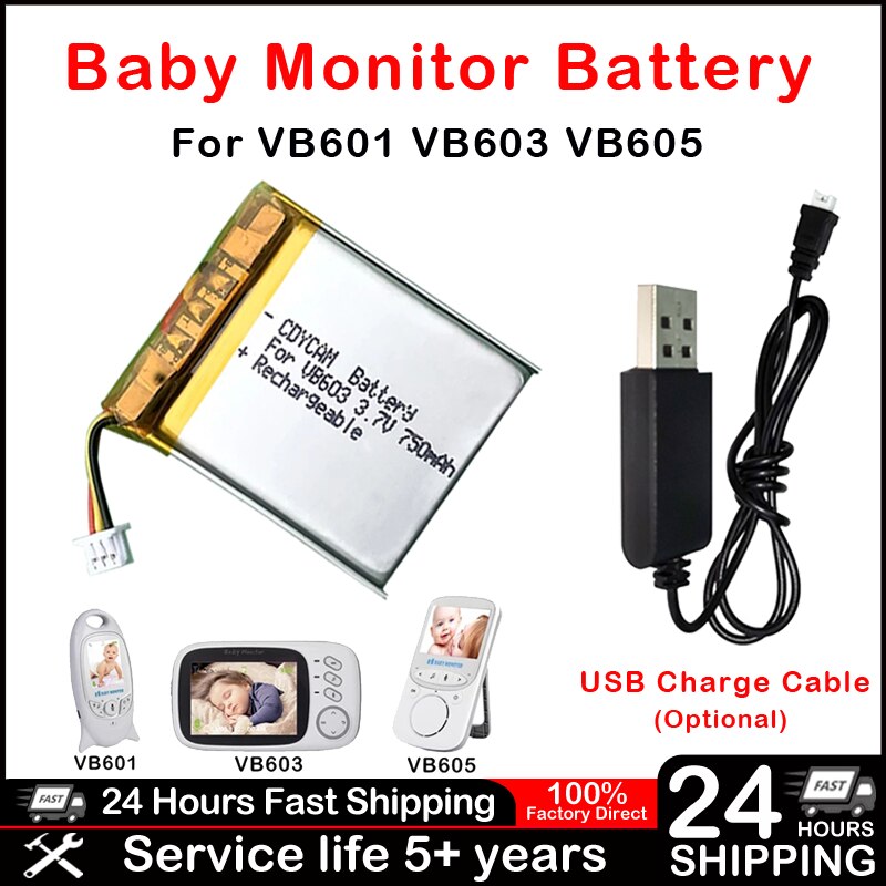 batteries Polymer lithium battery 3.7V 750mAh/650mAh Rechargeable Battery for Video Nanny Baby Monitor VB601 VB603 VB605