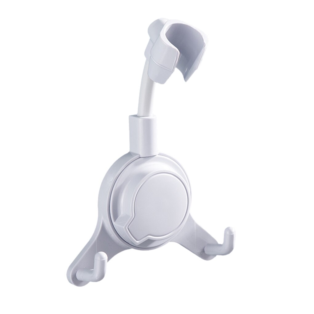 Adjustable Shower Holder Stand Suction Cup Shower Head Holder Wall Mount Showerhead Bracket Bathroom Support Douche Punch-Free: Gray-2 hooks