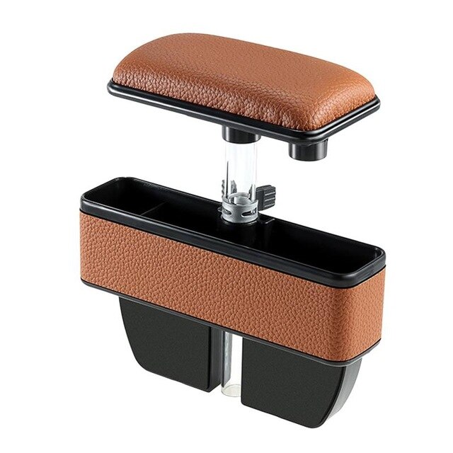 Verstelbare multifunctionele grote opbergruimte armsteun middenconsole pu-leren pads universele auto middenconsole armsteunen: Bruin