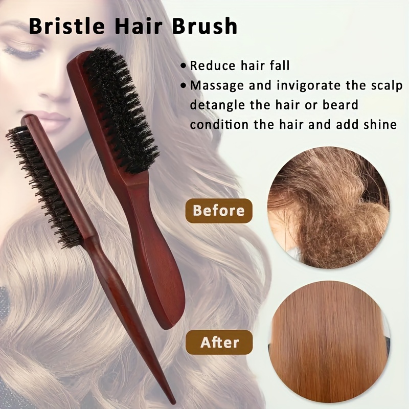 Juego de cepillos para el cabello con cerdas de jabalí de 4/5 piezas, kit de peinado con control de bordes unisex para untar y alisar la espalda, cabello rizado y normal