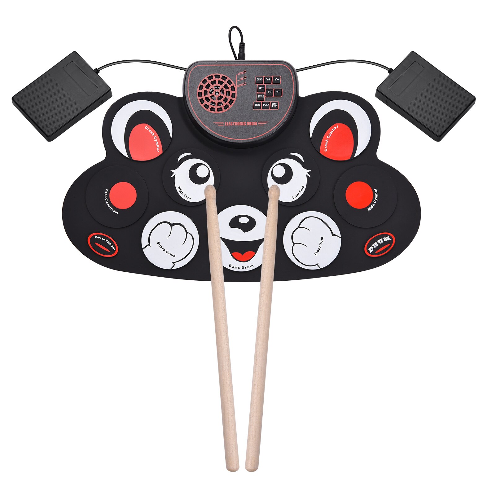 Portable Roll-up Electronic Drum Pad Silicon Digital Drum 9 Demo Songs 10 Rhythms Record 3.5mm Microphone Speaker