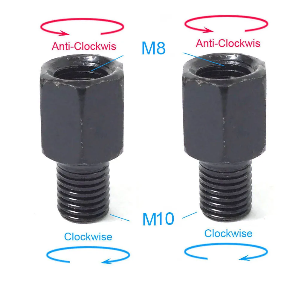 1 Paar schwarze Motorrad-Spiegeladapter M10 10 mm M8 8 mm Rückspiegel Umwandlungsschraube Ich bin Uhrzeigersinn Anti-Uhr Rechts-Verknüpfungen-Gewinde: Rosa