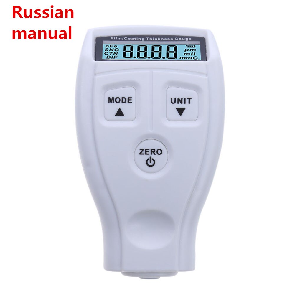 Gm200 tykkelsesmåler til digital bilmaling auto metalcoating lak ferro tykkelsestester russisk / engelsk manual: Hvid russisk