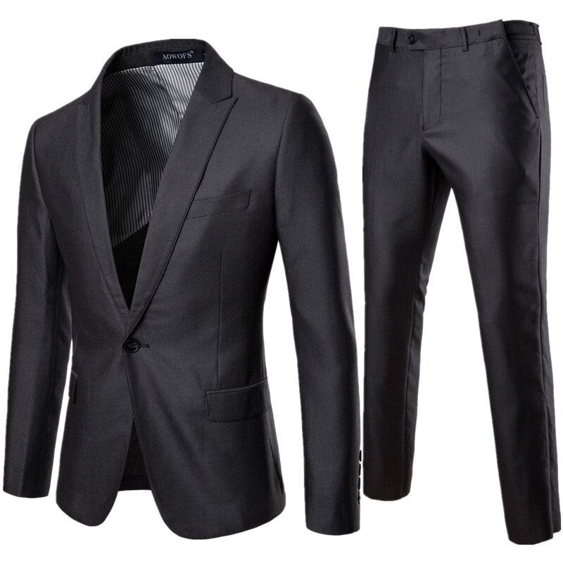 Mens Brand Business Suits with Pants Brand Single Button 2 Piece Suit (Jacket+Pants) Men Wedding Groom Suits for Men: 4XL