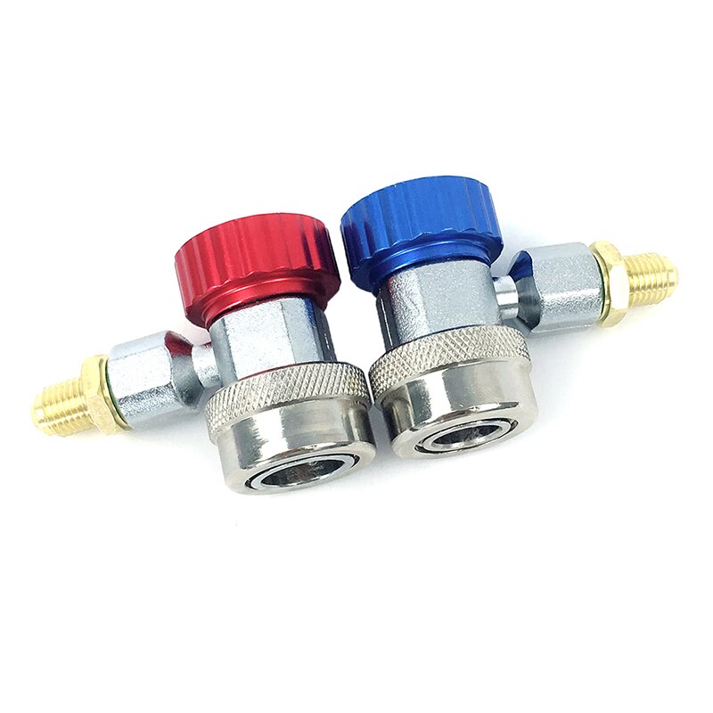 Kit de conversión de adaptadores de coche, acopladores rápidos R1234A de lado alto/bajo, rojo y azul, con acopladores manuales, 2 uds.: Default Title