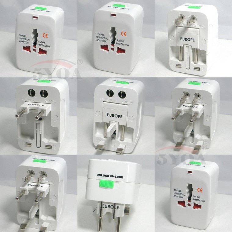 Option 2 USB Charging Port All in One Universal Worldwide Travel Wall Charger AC Power AU UK US EU Plug Adapter Adaptor