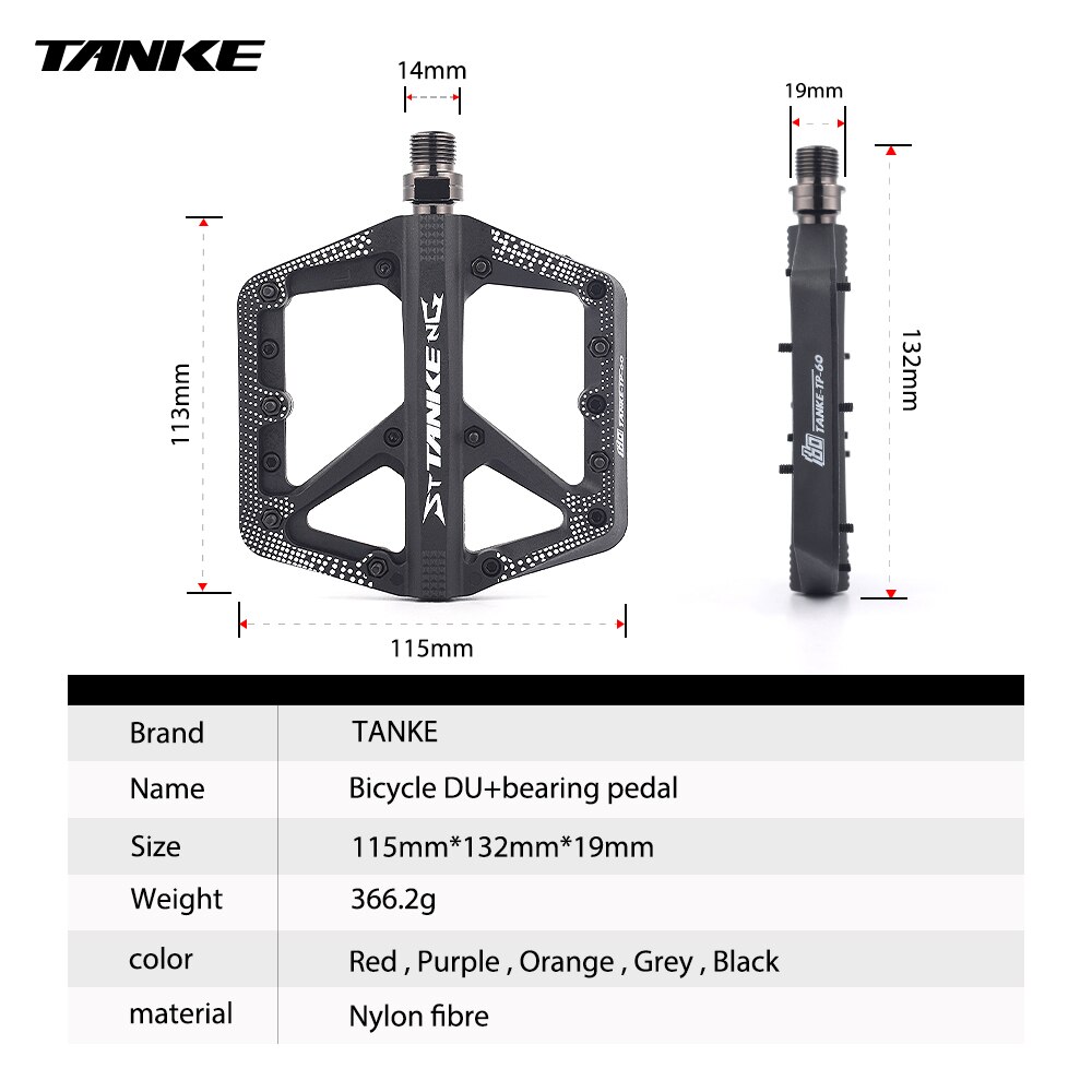 TANKE-Pedal de nailon para bicicleta de montaña, antideslizante, ancho, DU + 1 rodamiento, accesorios para ciclismo todoterreno, plataforma Universal BMX
