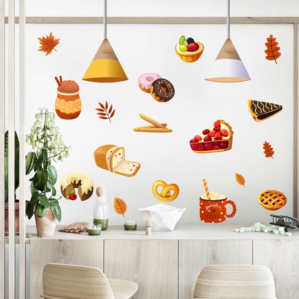 Tegneserie brød dessert mønster wallsticker køkken spisestue stue hjemmedekoration baggrund tapet til børn klistermærker