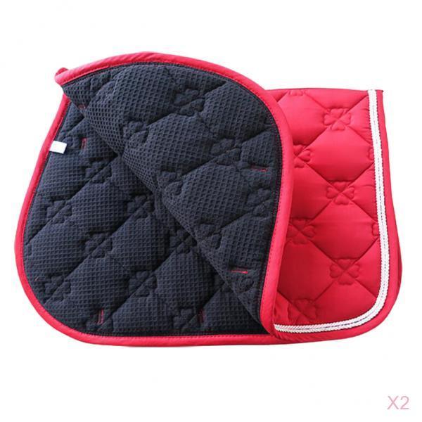 2pcs Equine Horse Quilted English Saddle PAD Trail Dressage Jumping Show, Equestrian Equipment Supplies