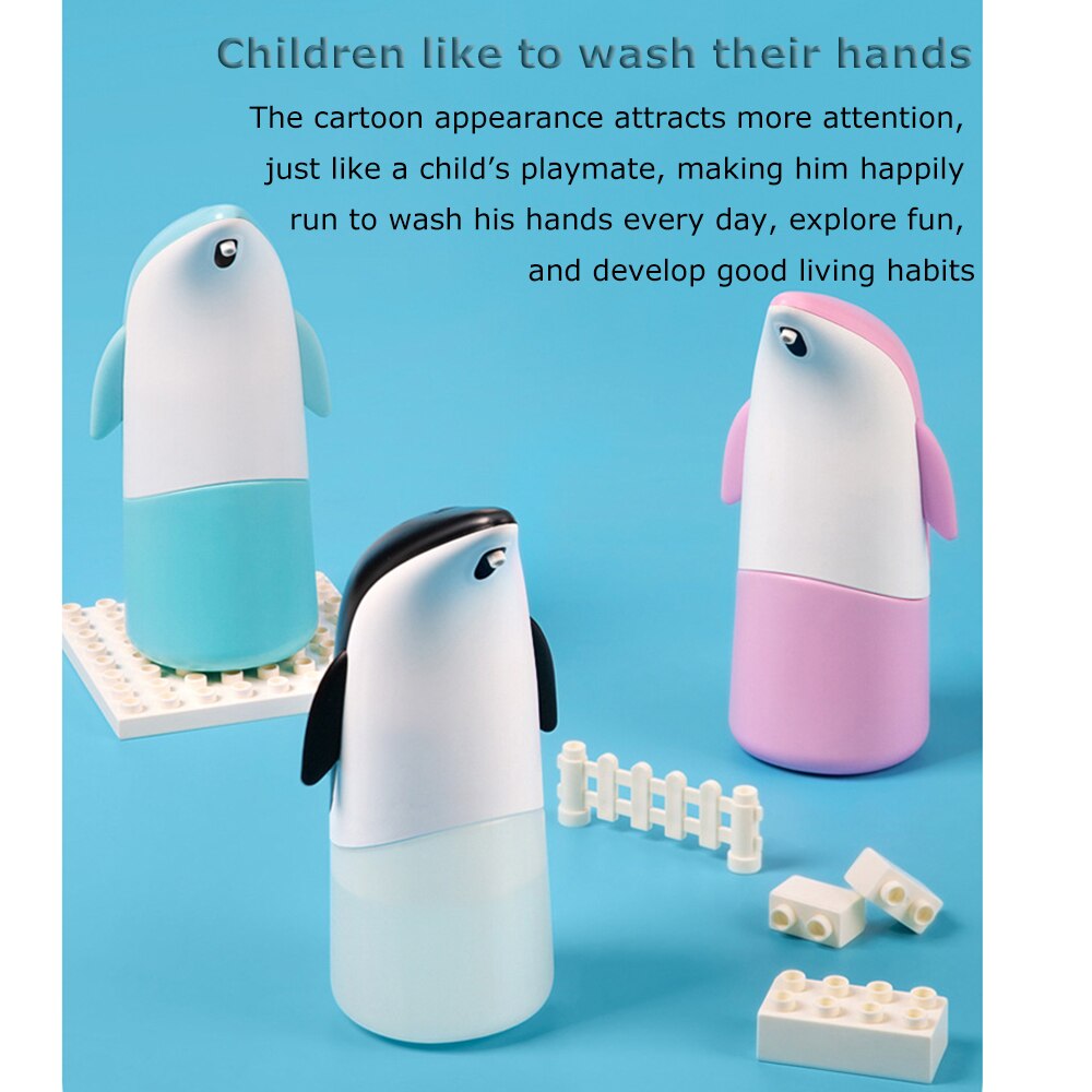 Bonito pingüino automático de inducción lavadora de mano espuma dispensador de jabón 0,8 s inducción infrarroja para la familia del bebé Smart Home Cocina