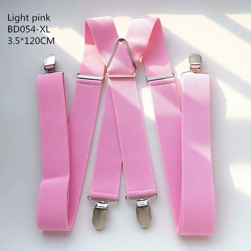 Solid Color Unisex Adult Suspenders Men XXL Large Size 3.5 cm Wide Adjustable Elastic 4 Clips X Back Women Trousers Braces Party