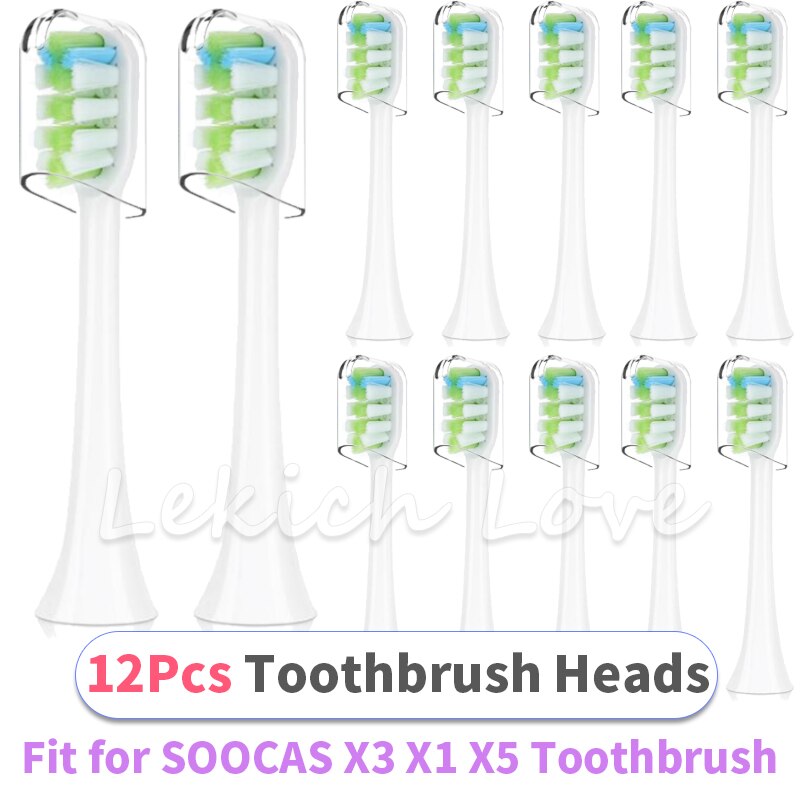 Til soocas  x3 x1 x5 elektrisk tandbørste udskiftning til xiaomi soocas  x3 tandbørstehoveder med beskyttelsesovertræk: 12 stk. model en