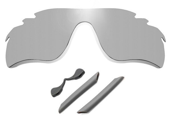 Bytte av glintbay polariserte linser og gummisett for oakley radarlock path ventilerte solbriller-flere farger: Metallisk sølv